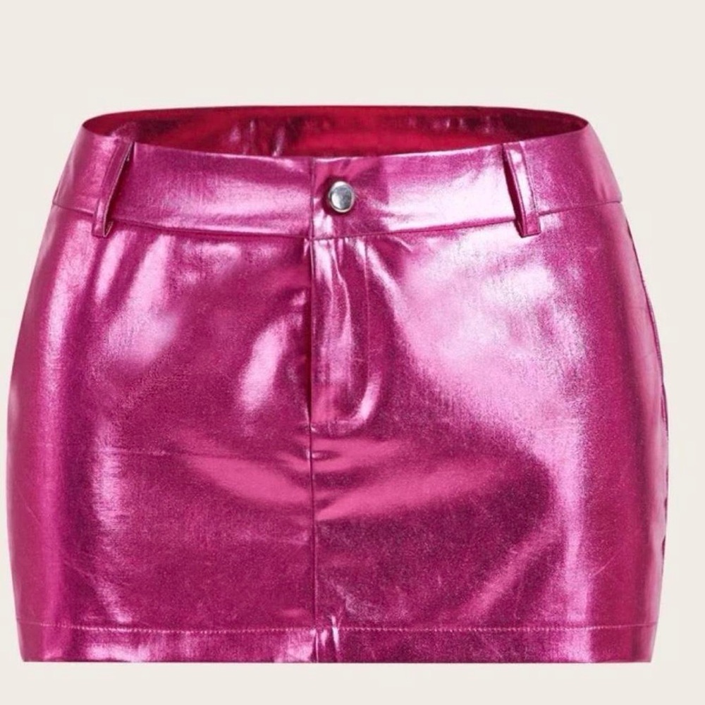Shein pink mini skirt! Faux leather.